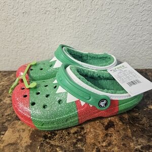 New Crocs Classic Lined Holiday Clogs Christmas Elf Green Red Men's 5/Women's 7